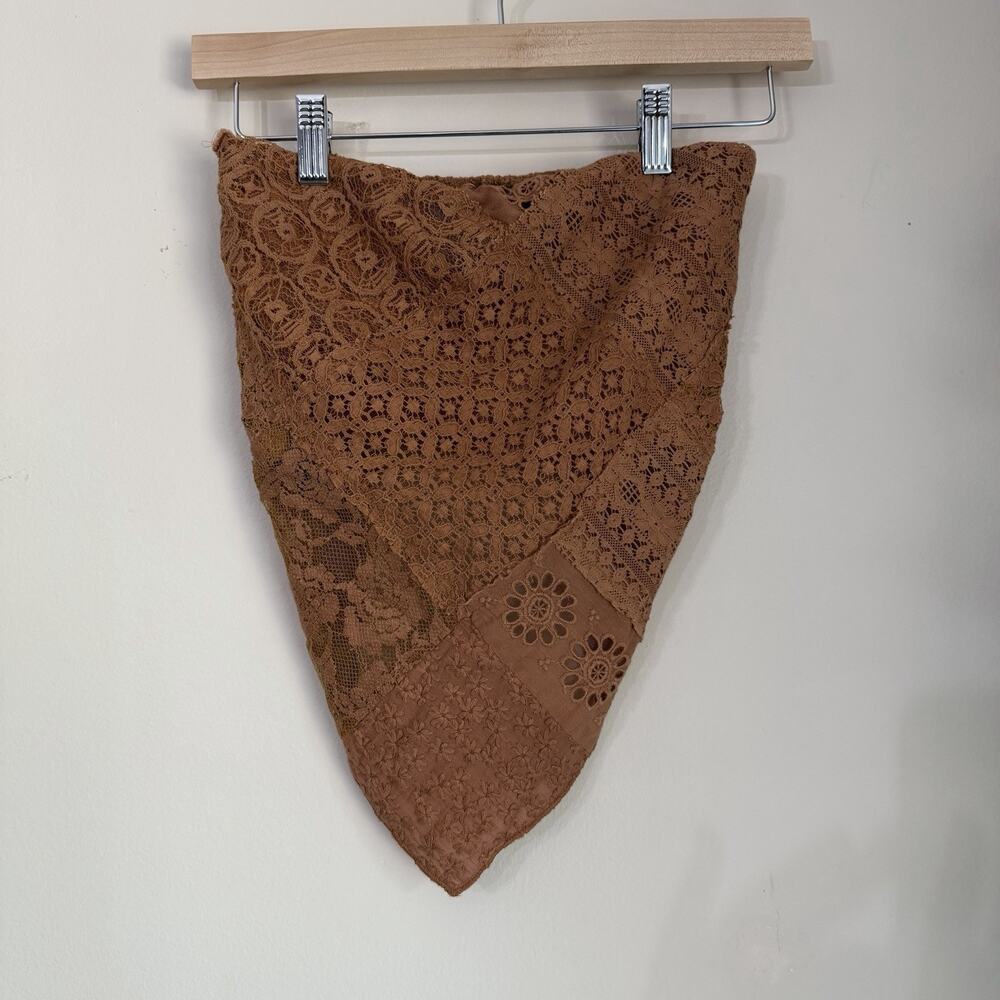 Free People One Rays Strapless Lace Top Boho Festival Handkerchief Hem Size XS